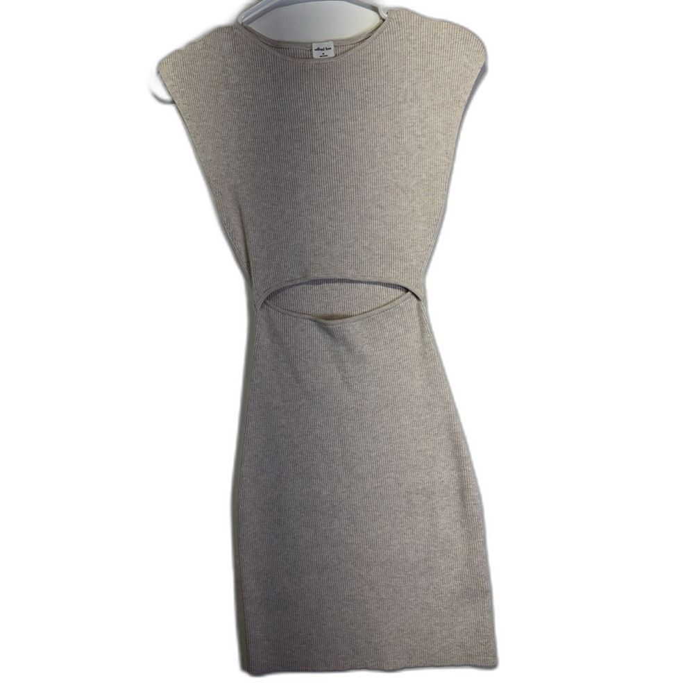 Wilfred free Aritzia ribbed cut out Bodycon Mini Dress Beige